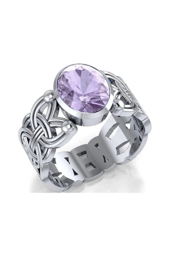 Viking Borre Knot Ring 925 Sterling Silver Amethyst Norse Scandinavian Jewelry