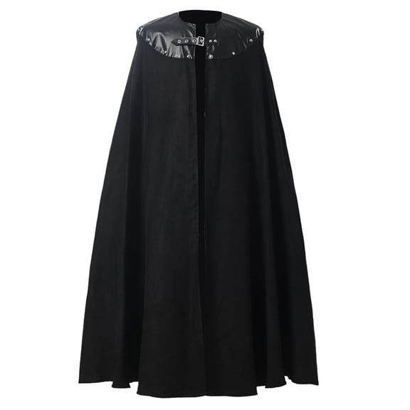 Viking Cape Medieval Leather Patchwork Cape Halloween Costume Renaissance Cloak with Chain Clasp