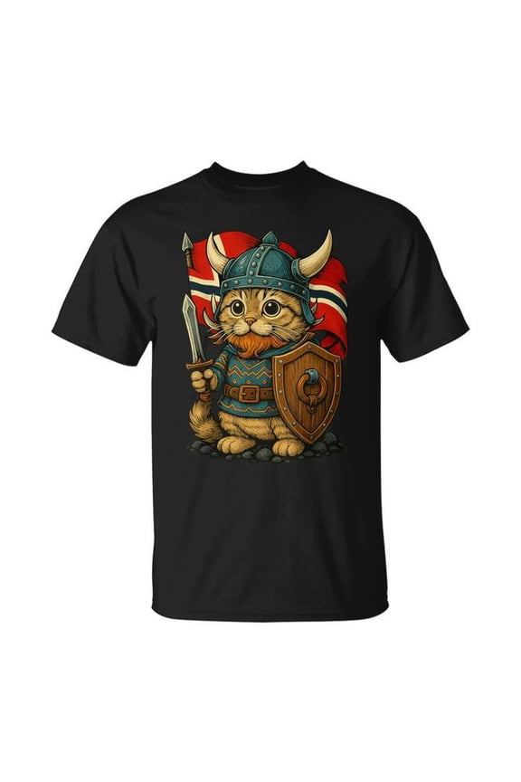 Viking Cat Norway Norwegian T-Shirt Size S-5XL