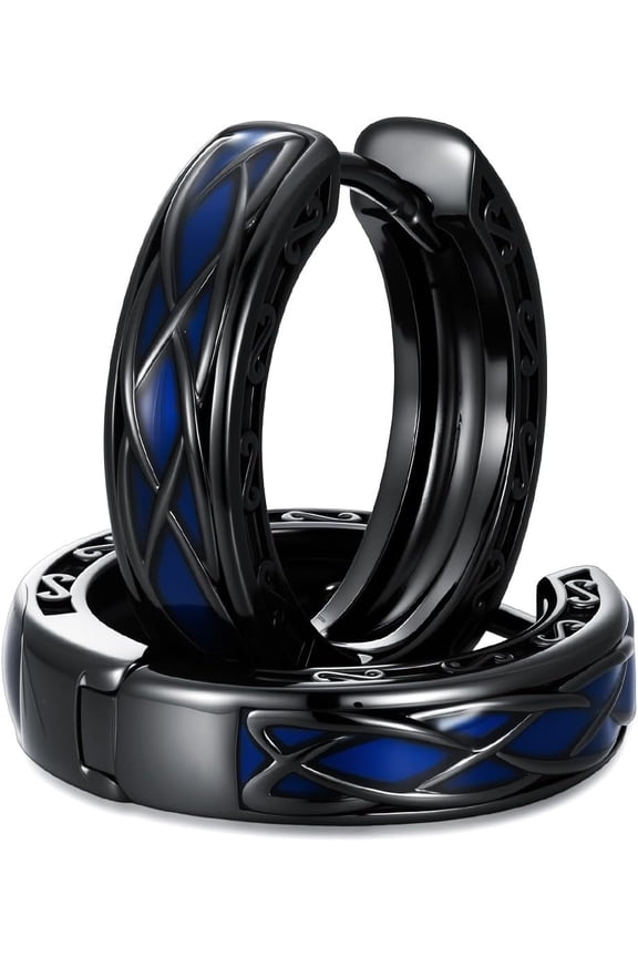 Viking Celtic Earrings 925 Sterling Silver Celtic Knot Hoop Earrings Black Vintage Earrings for Men Women