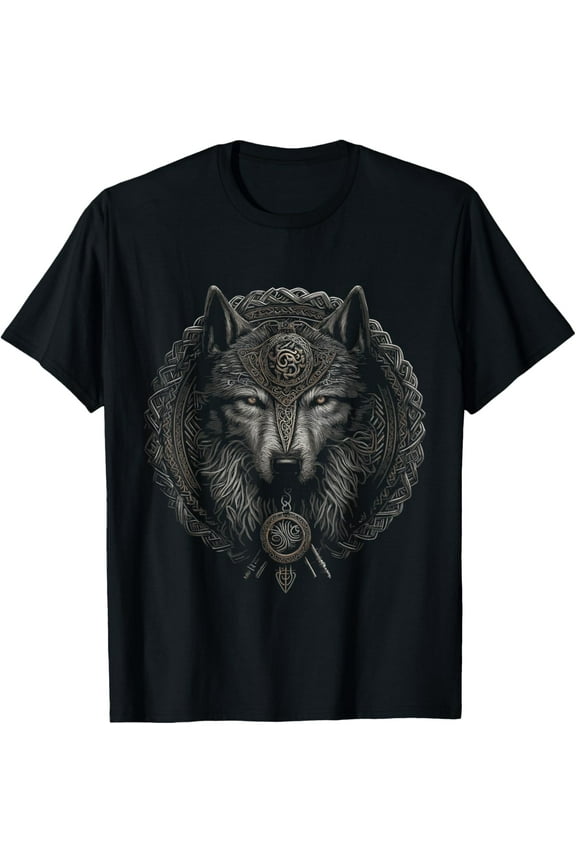 Viking Celtic Fenrir Wolf Men Short Sleeve T-Shirt