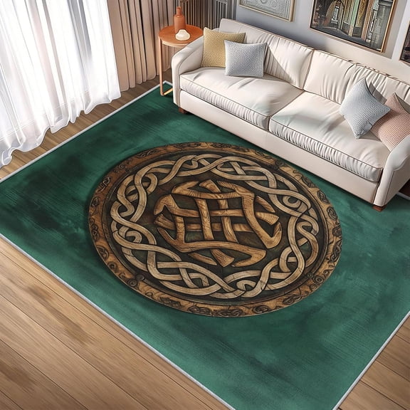 Viking Celtic Knot Area Rugs, Norse Mythology Carpet, Washable Non Slip Low Pile Soft Rug for Bedroom Living Room Decor Mat 2x3ft