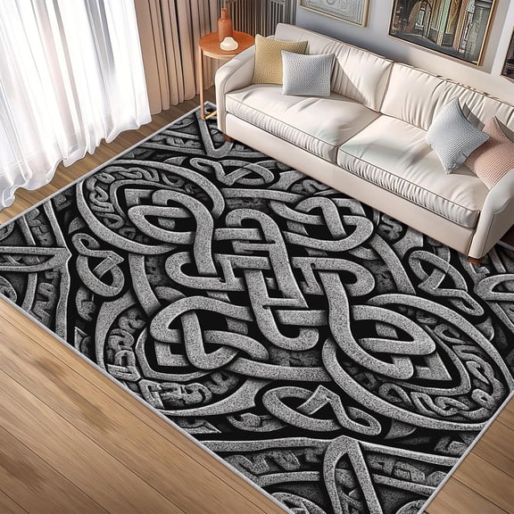Viking Celtic Knot Area Rugs, Vintage Pattern Carpet, Washable Non Slip Low Pile Soft Rug for Living Room Bedroom Decor Mat 2x3ft