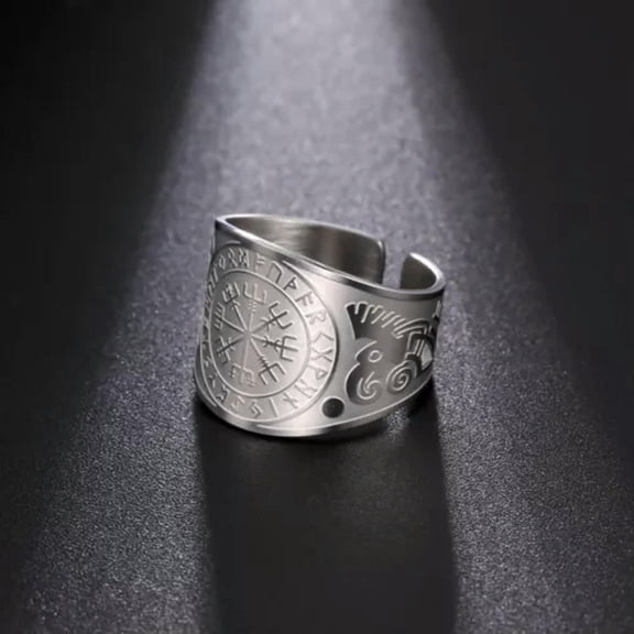 Viking Compass Ring Nordic Rune Amulet Stainless Steel Jewelry Gift