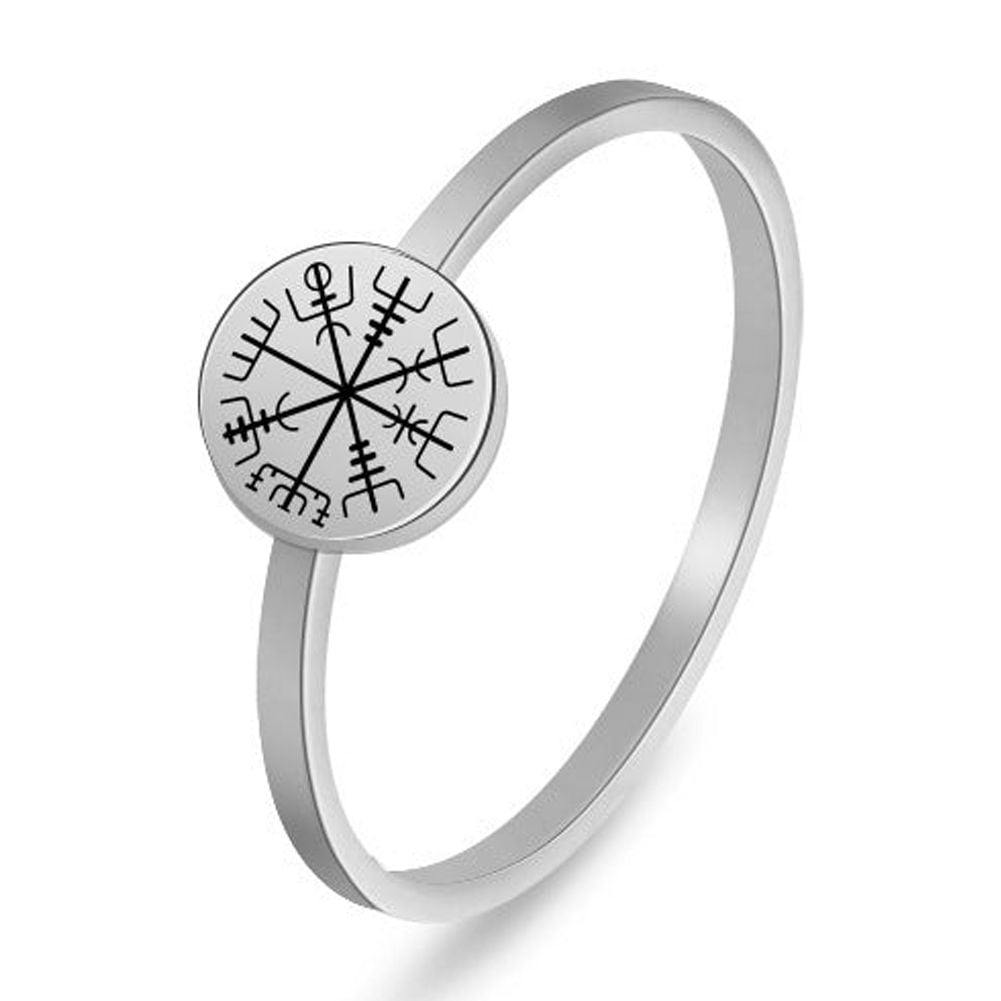 Nirdic Compass Viking Compass Ring Titanium Steel Laser Engraved Norse Jewelry Unisex ...