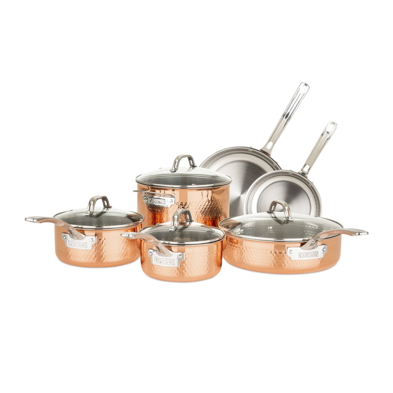 Viking 3-Ply Hammered Copper and Stainless Steel 10-Piece Cookware Set