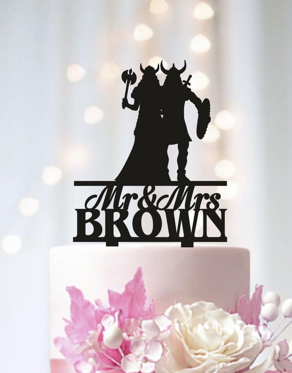 Viking Couple Wedding Surname Cake Topper, Wedding Viking Love Cake ...