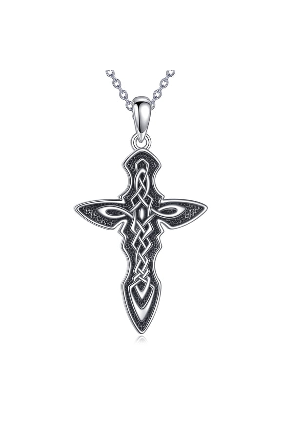 Viking Cross Necklace Sterling Silver Cross Pendant Viking Jewelry Gifts for Women Men