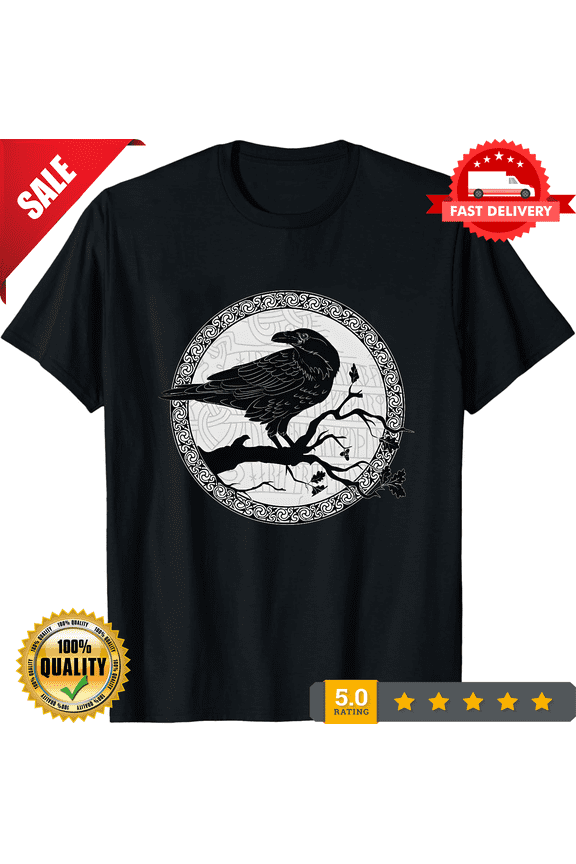 Viking Crow Celtic Norse Valhalla Odin Thor Mens T-Shirt 100% Cotton, NEW TRENDING ITEM-TH80923