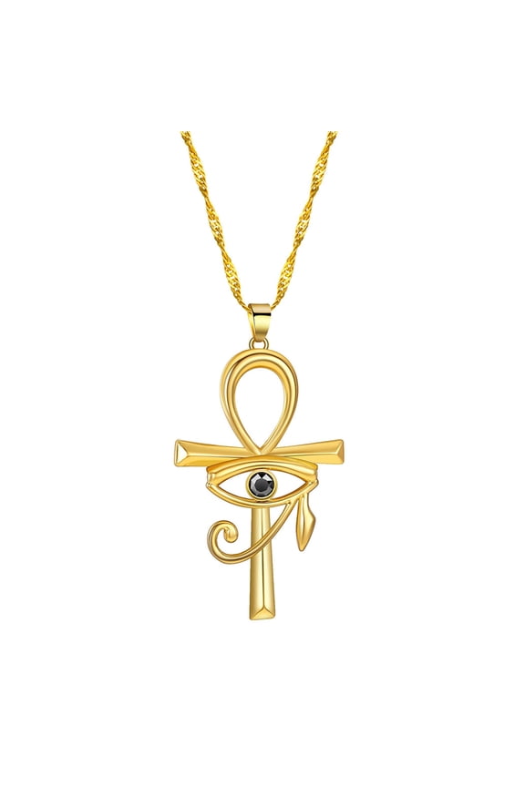 Viking-Crystal Eye Cross-Necklace For Women Men Amulet Religion Punk Vintage Jewelry Evil-Eye Golden Chains Necklaces