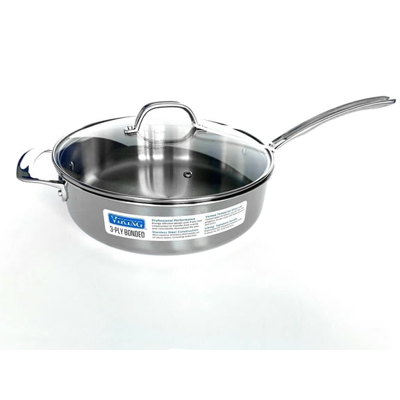 Viking Culinary 3 Ply Stainless Steel With Aluminum Core 5.25 Quart Saute Pan WIth Lid