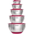 thumbnail image 1 of Viking Culinary Stainless Steel Mixing Bowl Set, 10 piece, Non-slip Silicone Base, Includes Airtight Lids, Dishwasher Safe, Teal, 1 of 14