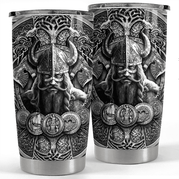 Viking Cup Tumbler 20oz Viking Gift for Men Vikings Stainless Steel Insulated Tumblers Coffee Travel Mug Gifts for Birthday Christmas
