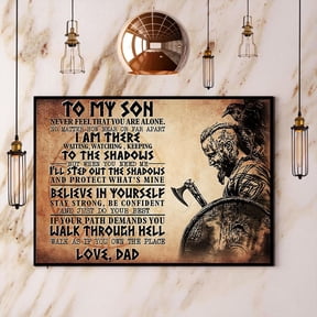 Viking Dad To My Son Believe In Yourself Walk Through Hell Paper Poster No Frame Matte Wall Art Decor 11 x 17 Inch Poster