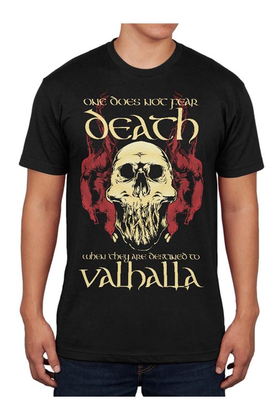 Viking Death Valhalla Black Adult Soft T-Shirt - X-Large