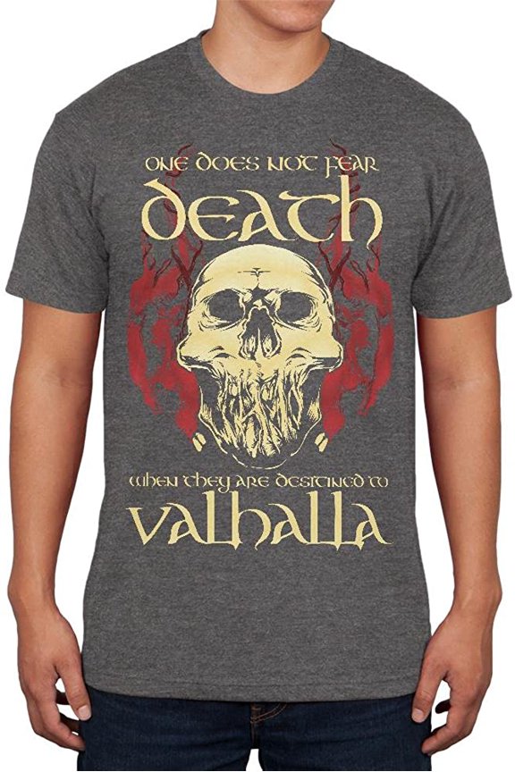 Viking Death Valhalla Mens Soft T Shirt Charcoal SM