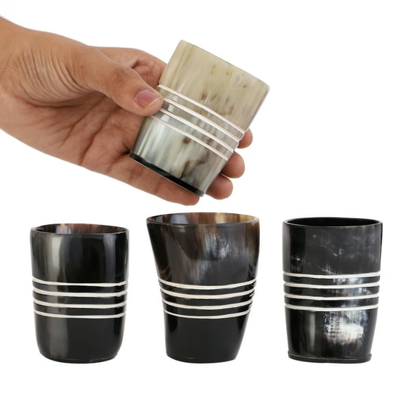 Viking Drinking Horn Cups Mead Horn Whiskey Shot Cup for Beer, Mead, Ale, Wine, Mead, Ceramic Medieval Inspired Food Safe Set Of 6