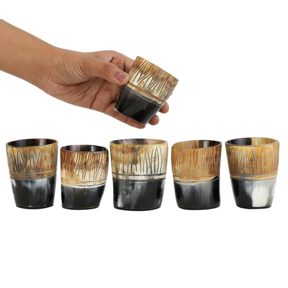 Viking Drinking Horn Gift Whiskey Shot Cup Glass For Wine, Mead, Ale, Ceramic Medieval Inspired Food Safe Vessel | Game of thrones | 3'' Pack Of 6)
