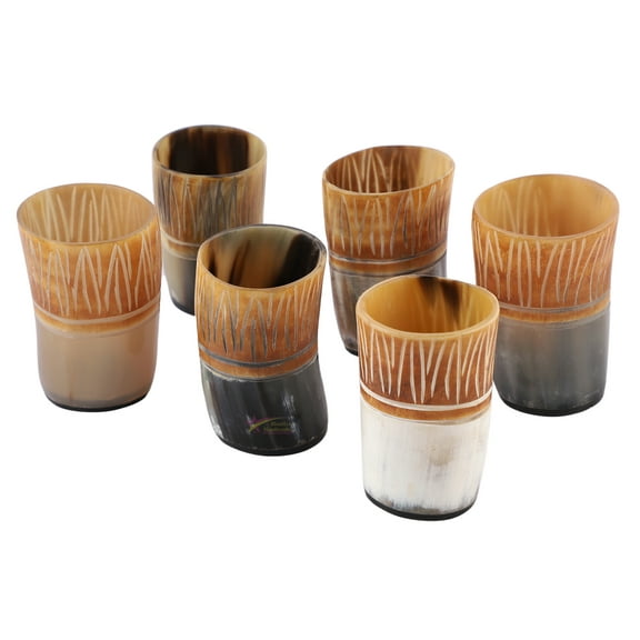 Viking Drinking Horn Whiskey Shot Cup Glass For Wine, Mead, Ale, Ceramic Medieval Inspired Food Safe Vessel | Game of thrones (3 Inch) Lot of 6