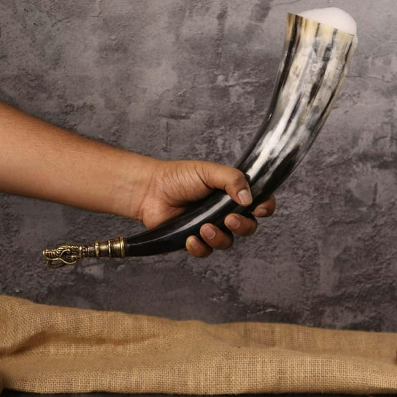 Viking Drinking Horn  Hand Crafted| Food Safe| Natural Shine Finish.