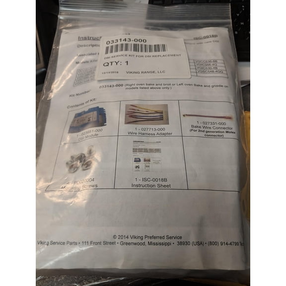 Viking Dsi Service Kit Part 033143-000