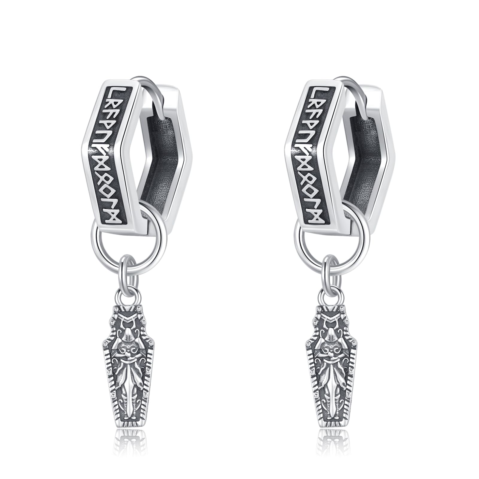 Viking Earrings 925 Sterling Silver Norse Earrings Dangle Drop Earring Men Jewelry Gift