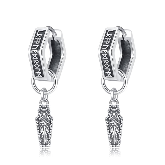 Viking Earrings 925 Sterling Silver Norse Earrings Dangle Drop Earring Men Jewelry Gift
