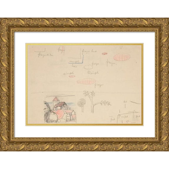 Viking Eggeling 14x11 Gold Ornate Wood Frame and Double Matted Museum Art Print Titled - Original Drawings 22 (Early 20th Century)