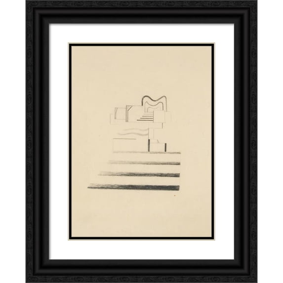 Viking Eggeling 14x18 Black Ornate Wood Framed Double Matted Museum Art Print Titled - Original Drawings 09 (Early 20th Century)