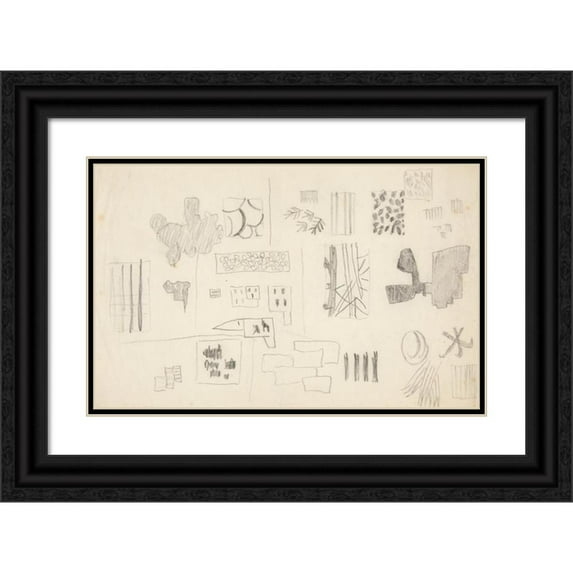 Viking Eggeling 18x13 Black Ornate Wood Framed Double Matted Museum Art Print Titled - Original Drawings 15 (Early 20th Century)
