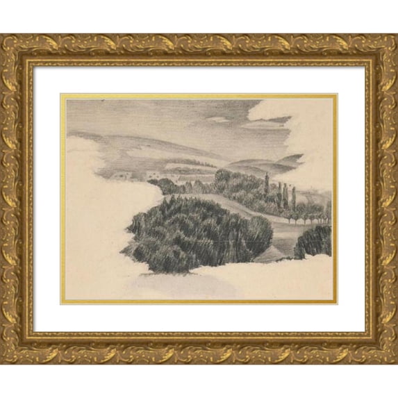 Viking Eggeling 18x14 Gold Ornate Wood Frame and Double Matted Museum Art Print Titled - Original Drawings 24 (Early 20th Century)