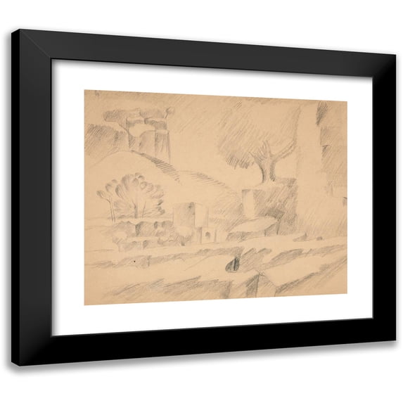 Viking Eggeling 24x20 Black Modern Framed Museum Art Print Titled - Original Drawings 19 (Early 20th Century)