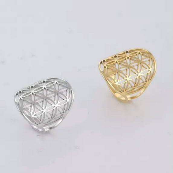 Viking Flower of Life Ring Stainless Steel Ring Geometric Vintage Jewelry