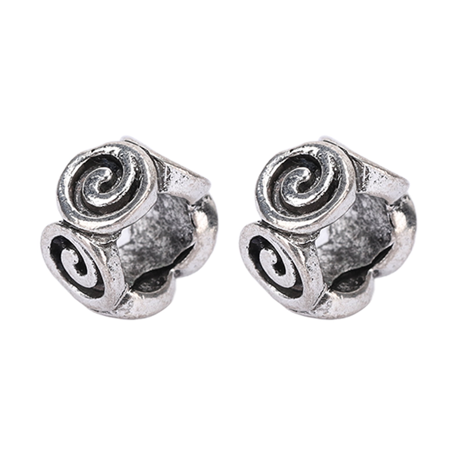 Viking Hair Beads, Retro Wave Pattern 50 Pcs 9mm Flat Round Big Hole Beard Beads For Ponytails For Unisex For Braids