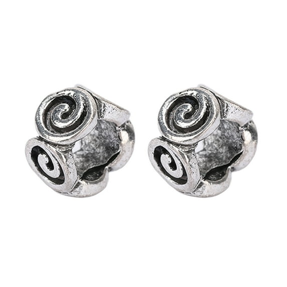 Viking Hair Beads, Retro Wave Pattern 50 Pcs 9mm Flat Round Big Hole Beard Beads For Ponytails For Unisex For Braids