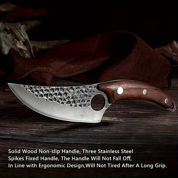 Viking Hand Forged Boning Knife - Full Tang Chef Knife with Sheath, Butcher Meat Cleaver for Home, Outdoor, Camping, Thanksgiving & Christmas Gifts