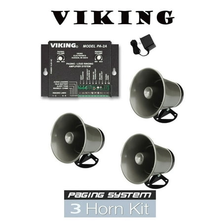 Viking Intercom Paging System with Amplifier and 3 Powered Speaker PA