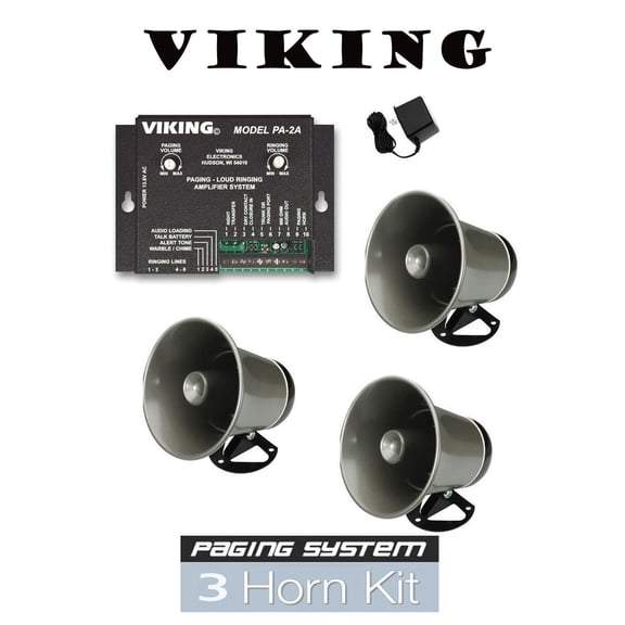 Viking Intercom Paging System with Amplifier and 3 Powered Speaker PA
