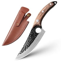 Butcher Knife 6-inch Cleaver Knife Boning Knife for Meat Cutting Chopping Viking Knife,Wooden Handle and Sheath