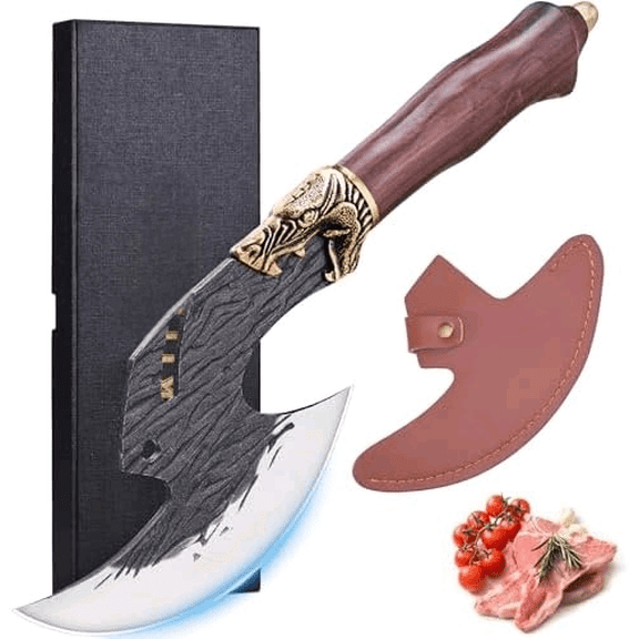 Viking Knife Cutting Boning Knife Butcher Meat Cleaver Chinese Kitchen Axe with Sheath for Home & Outdoor BBQ Camping Knives Gift for Men Chirstmas Birthday$$Home Decor, Kitchen, & Other