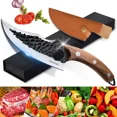 thumbnail image 1 of Viking Knife With Sheath Hand Forged Butcher Knife Meat Cutting Kitchen Cleaver, 1 of 6