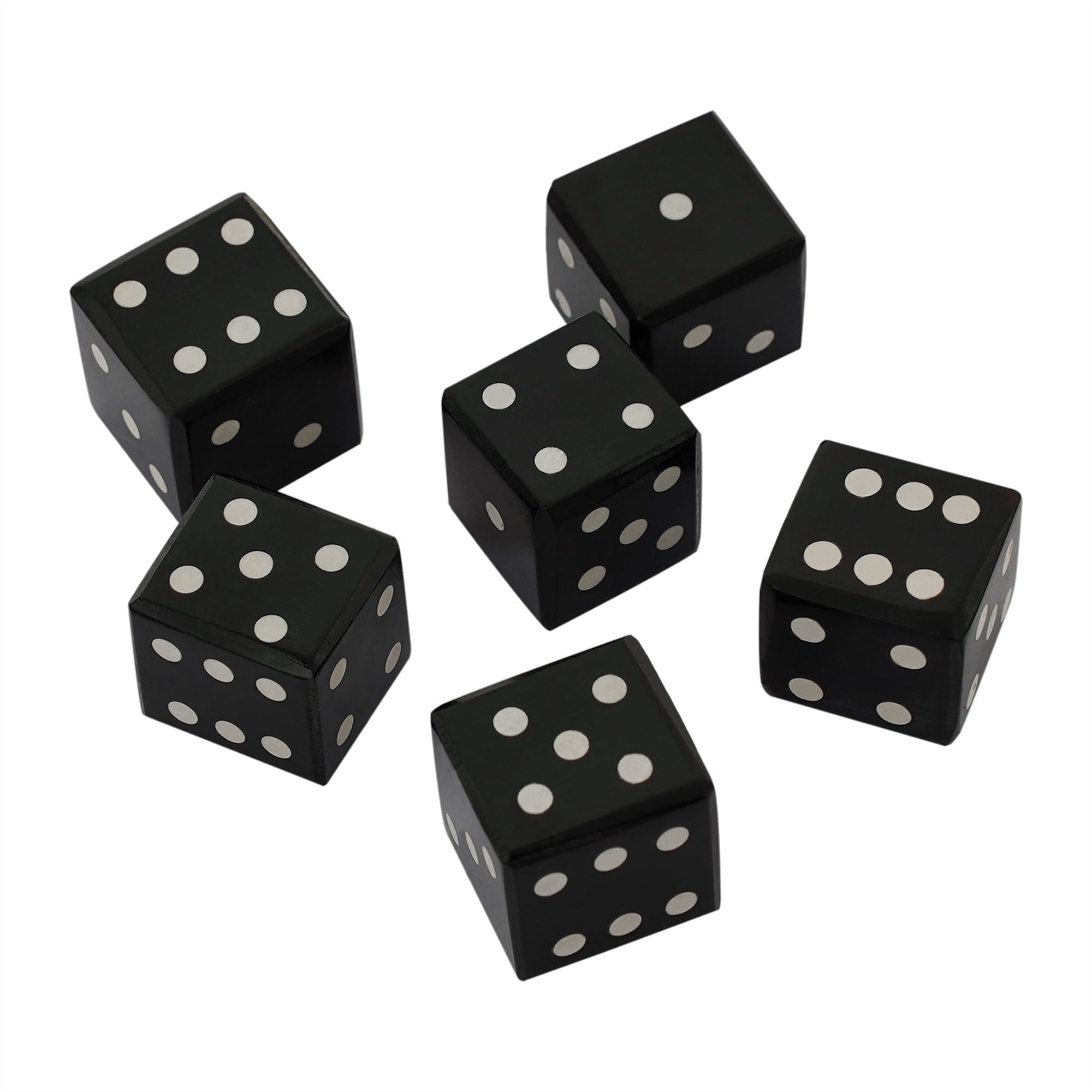 Viking Medieval Horn Dice Set of 6 with Inlaid Pips Hand Made from Natural Ox Horn for Games, DnD Dice Set
