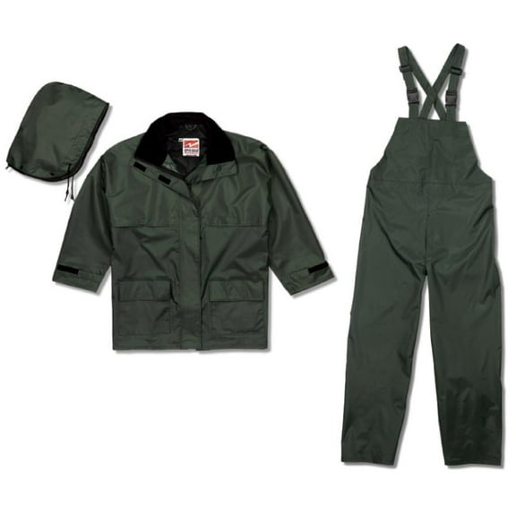 Viking Men's Open Road 150D Suit - Waterproof Men's Rain Jacket with Hood and Bib Pants, Durable Ripstop Fabric, Forest Green - 3XL CA2