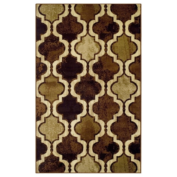 Viking Modern Polypropylene Geometric Trellis Indoor High Traffic Area Rug, (8'x10'), Coffee