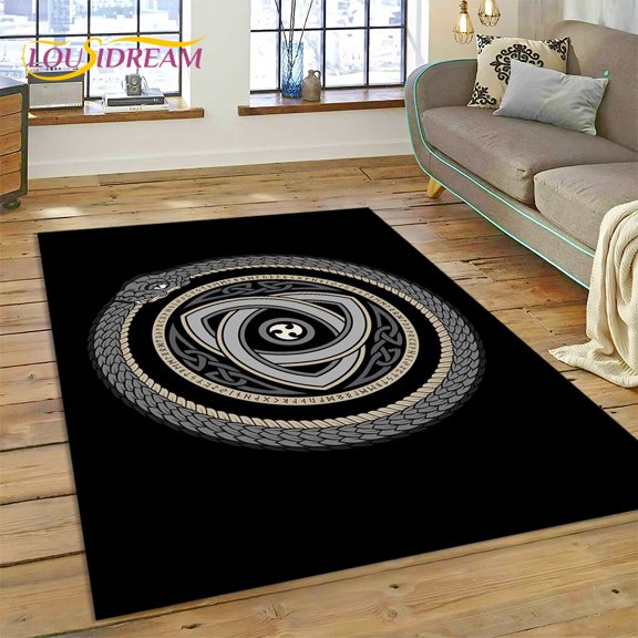 Viking Nordic Odin Valhalla Cartoon Valknut Carpet Rug for Home Living Room Bedroom Sofa Doormat r kid Area Rug Non-slip Mat