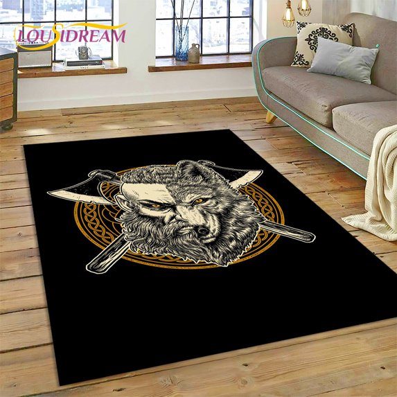 Viking Nordic Odin Valhalla Cartoon Valknut Carpet Rug for Home Living Room Bedroom Sofa Doormat r kid Area Rug Non-slip Mat