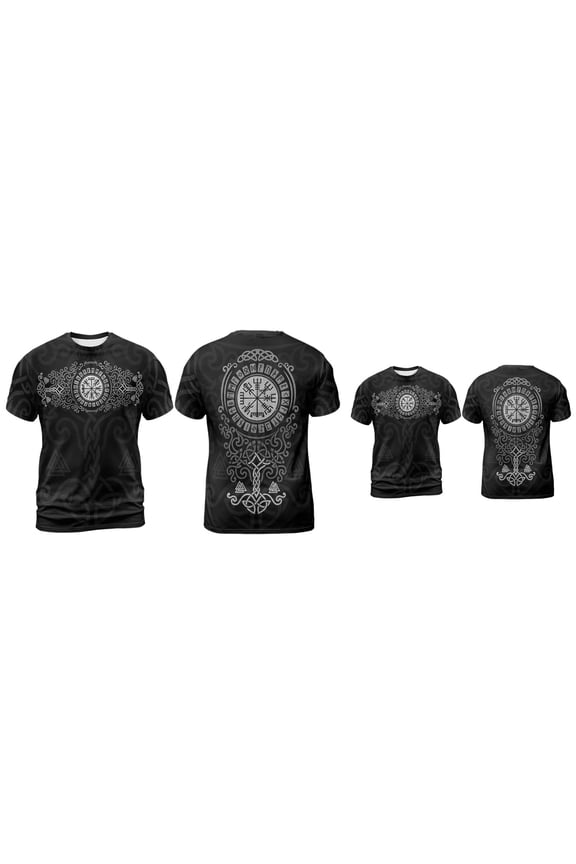 Viking Norse Mythology Graphic Hoodie, 3D Rune Tattoo Vintage Zippered Jacket