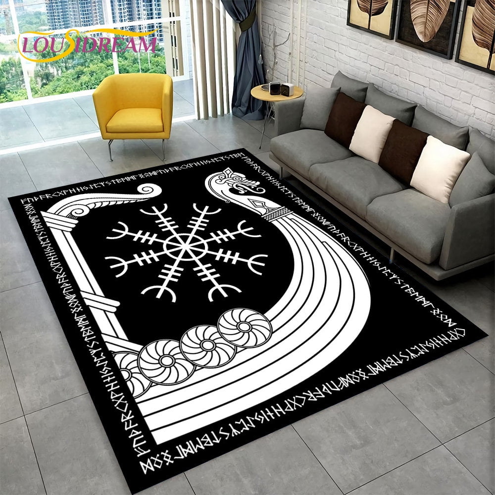 Viking Norse Mythology Valknut Rune Area Rug Carpet Rug for Living Room ...