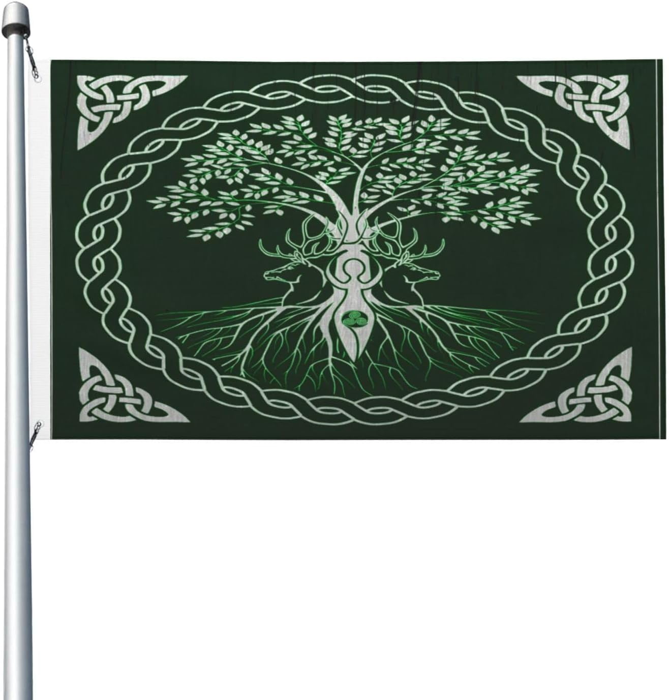 Golden Viking Yggdrasil Baum Des Lebens Gartenflagge – 3x5 Fuß (90x150 Cm) Aus Polyester Mit Ösen