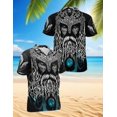 thumbnail image 1 of Viking Odin Medieval Hawaiian Shirt for Men, Button Down Summer Beach Short Sleeve, S-5XL, 1 of 4